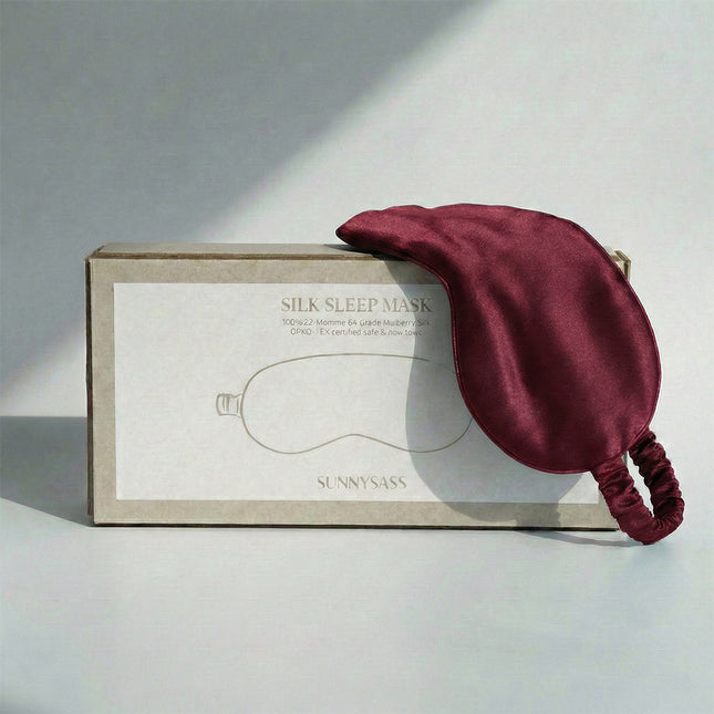 SunnySass 22 Momme Mulberry Silk Sleep Mask — Burgundy (Bordeaux Nocturne)