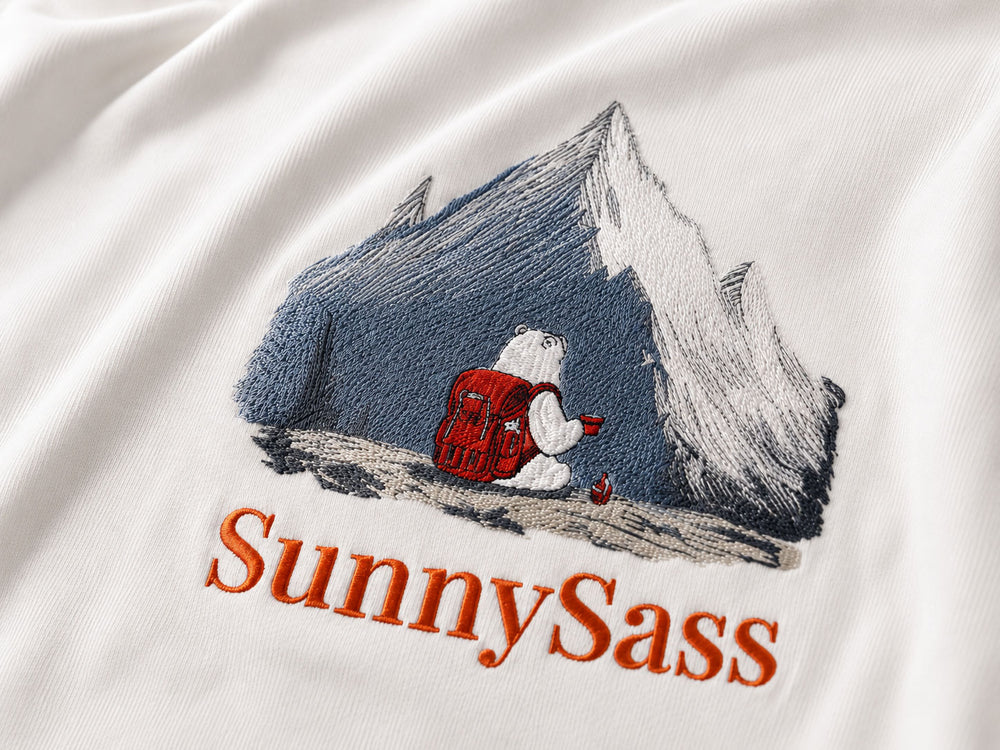SunnySass UV-reactive embroidery before and after sunlight exposure