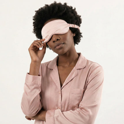 SunnySass 22 Momme Mulberry Silk Sleep Mask — Powder Blush (Dawn Rose)
